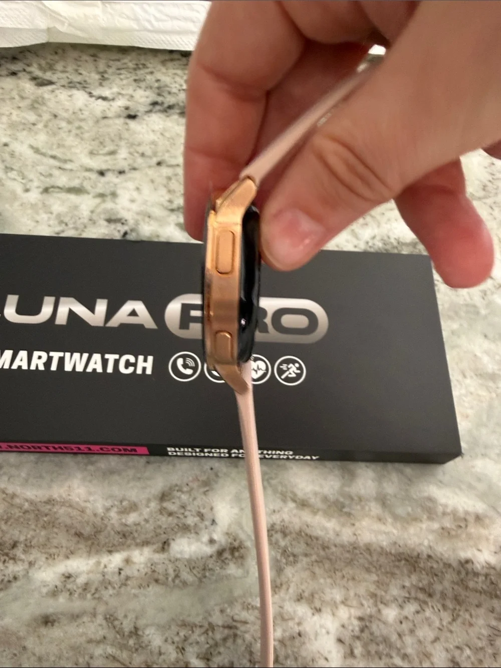 Rose Gold Smartwatch with Pink Silicone Band Brand New